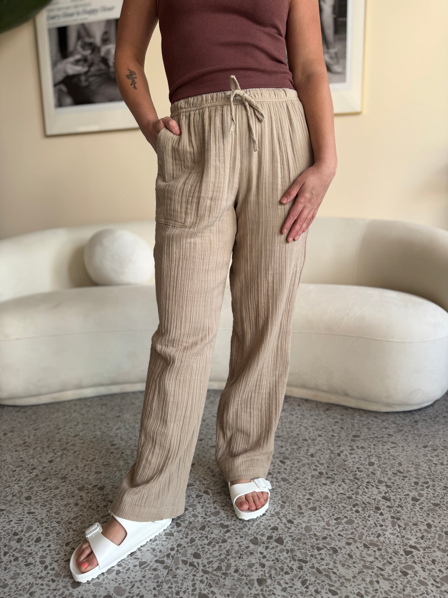 Z Supply Plaza Airy Pant ICED COFFEE