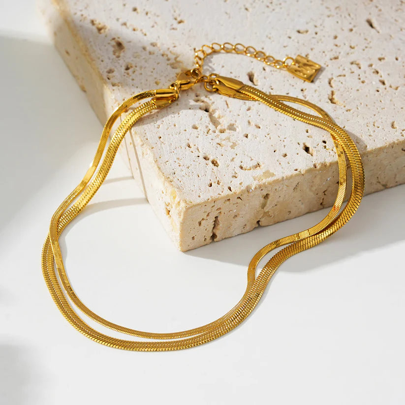 Hackney Nine Inese LG Snake Chain Anklet GLD