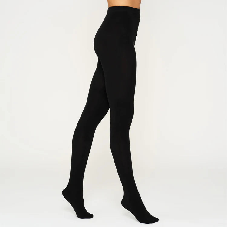 Lemon Cable Pattern Fleece Lined Tights BLK