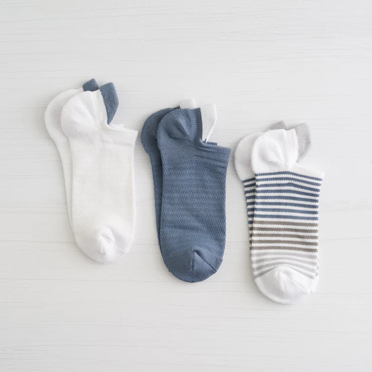 Lemon Powder Heel Tab Low Cut Socks 3 Pack BLUE