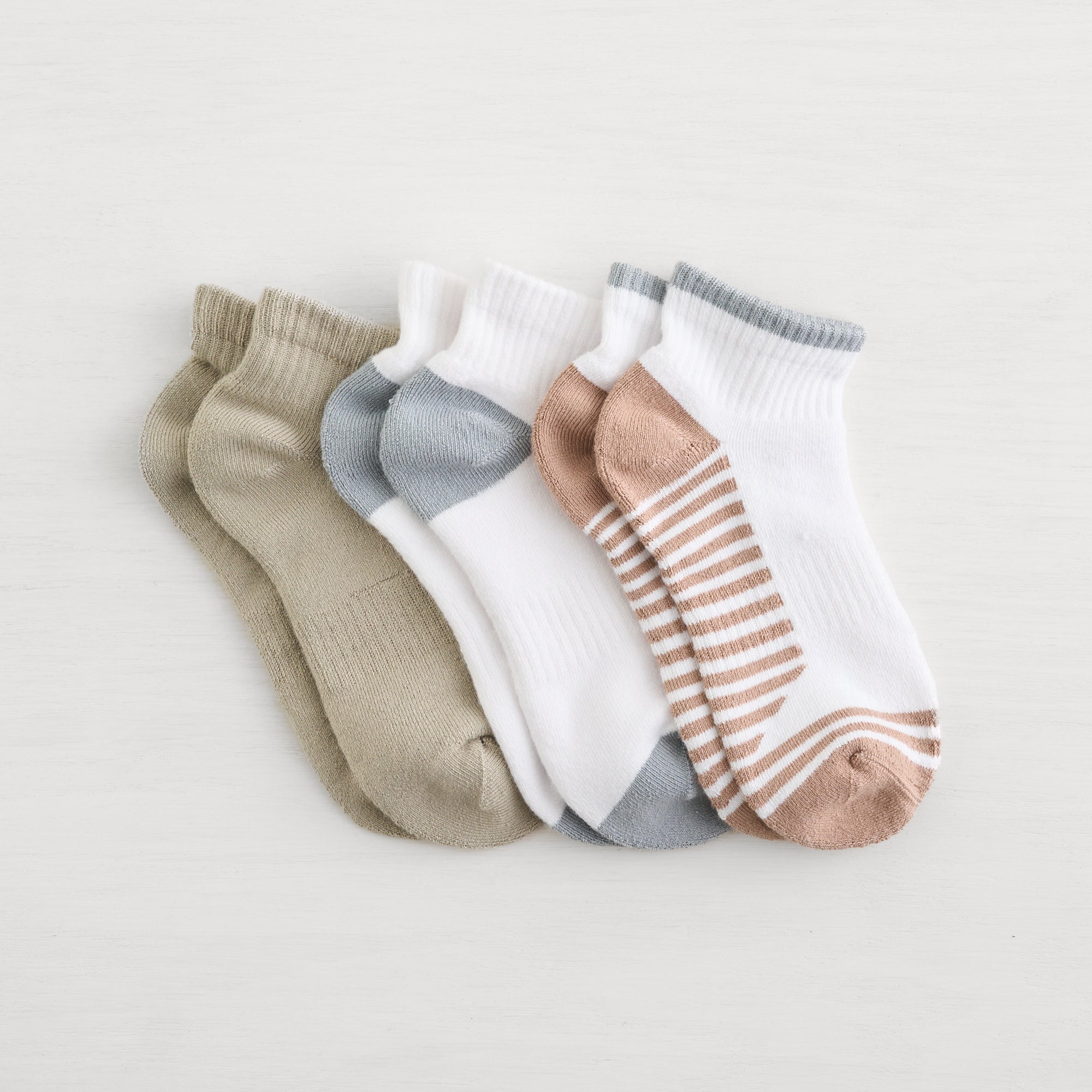 Lemon Powder Cushion Quarter Crew Socks 3Pk TAU