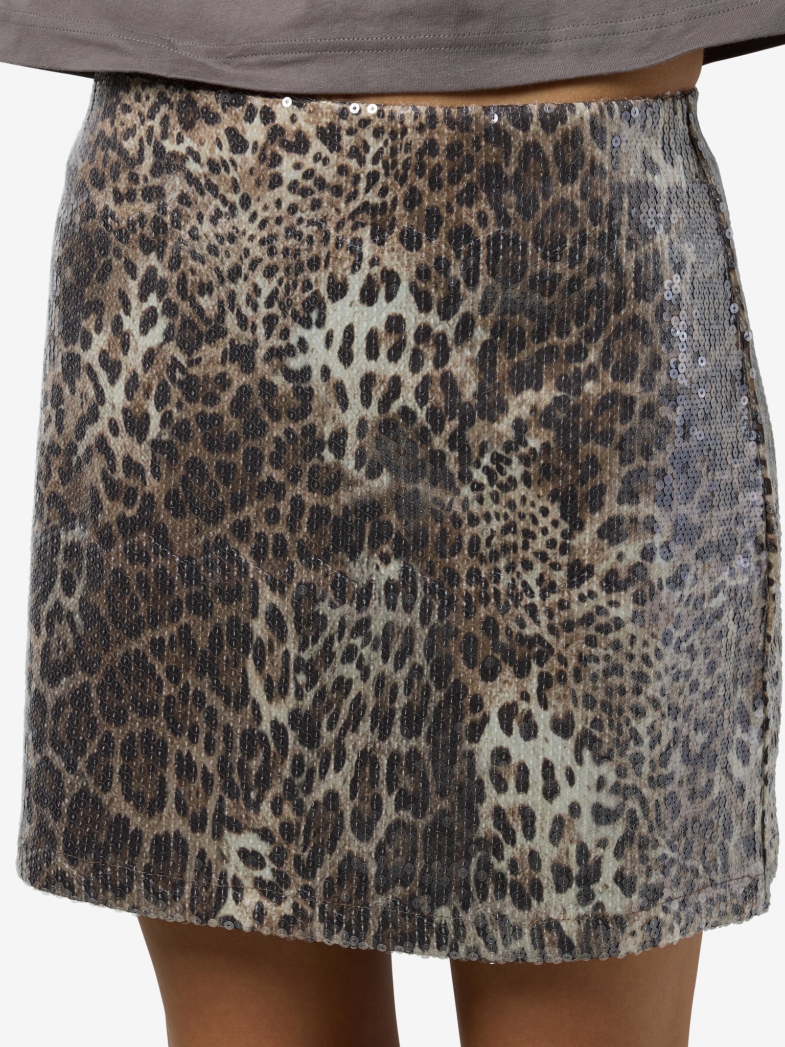 Noisy May Jessy Short Sequin Skirt LEOPARD