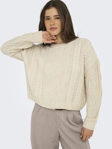 ONLY Lelly Life Cable Knit Round Neck Sweater