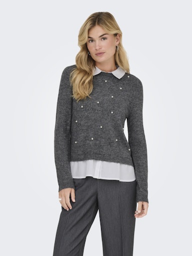 ONLY Dolly Pearl Embellished Fooler Sweater/Blouse