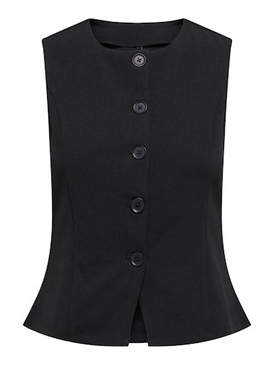 ONLY Sania Button Front Vest BLK