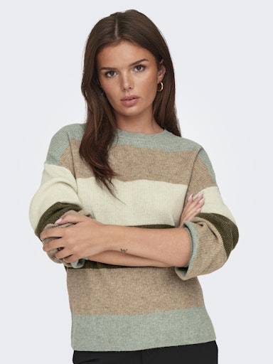 ONLY Atia Stripe Pullover Sweater GRN