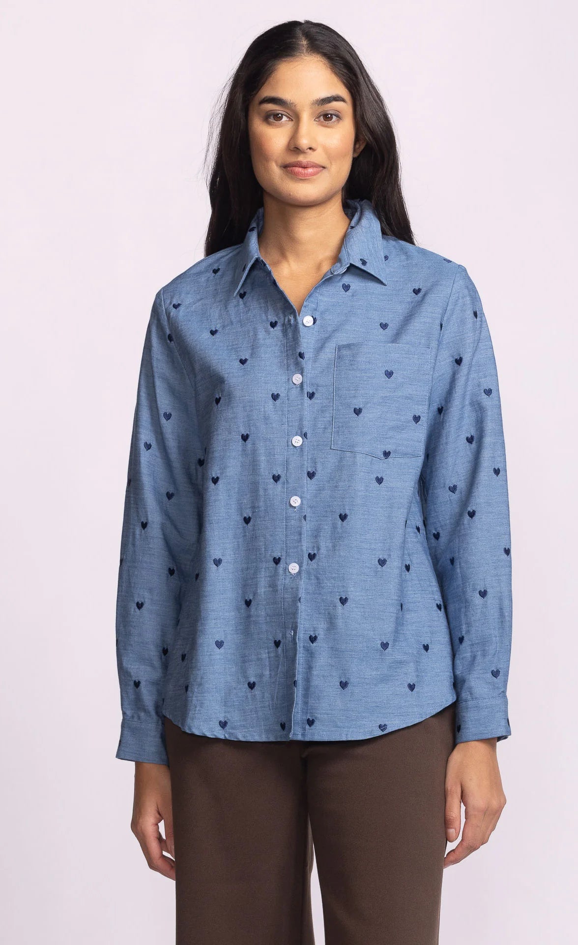 Pink Martini Azula Button Front Top BLU