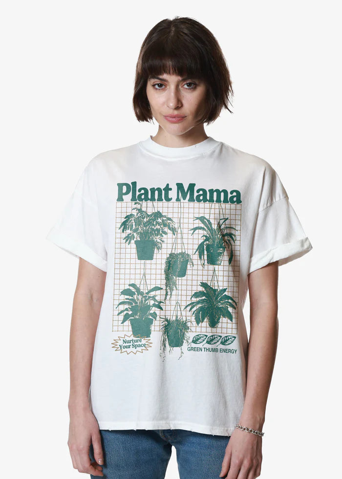 Girl Dangerous Plant Mama Boyfriend Tee WHT