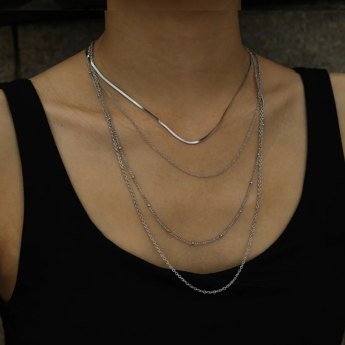 Hackney Nine Sabrina 4 Layer Necklace SIL