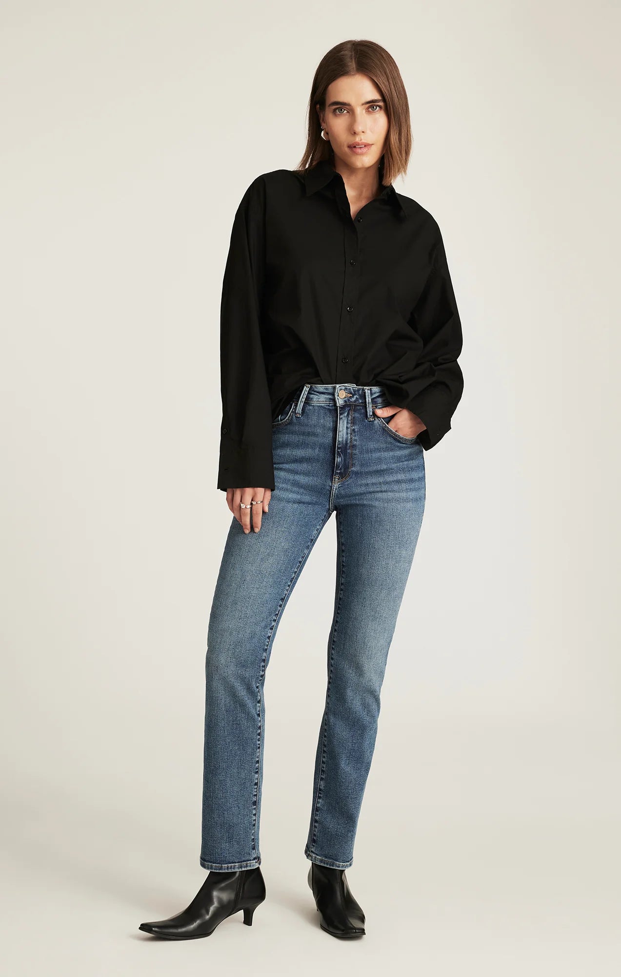 Mavi Jeans Kendra Straight Leg Jeans PREMIUM MID BRUSHED