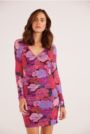 MINKPINK Lexi Mesh Floral Mini Dress PNK