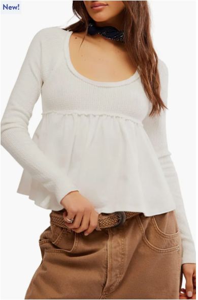 Free People Found Your Babydoll Top IVORY