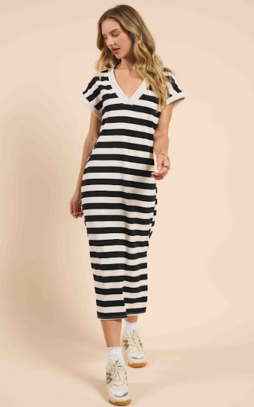 Sadie & Sage Growth Midi Dress BLK/IVRY