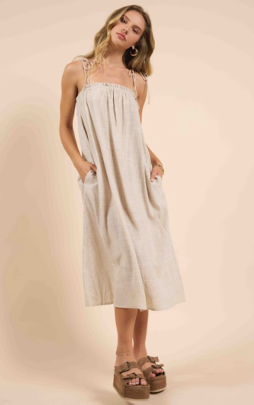 Sadie & Sage Mojave Tie Strap Midi Dress CRM