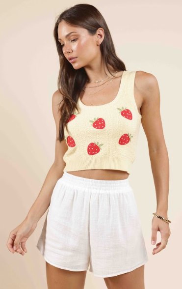 Sadie & Sage Berry Cake Embroidered Tank LEM