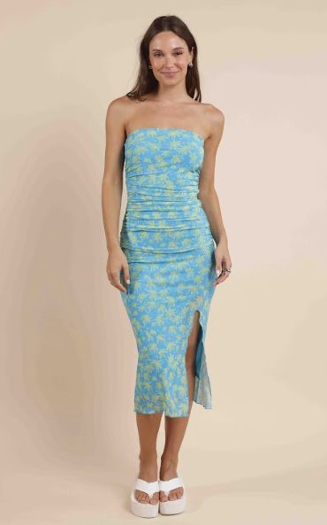 Sadie & Sage Under The Palms Strapless Dress AQUA