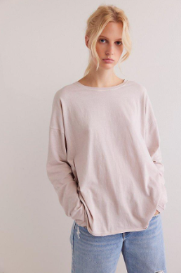 Free People WTF Nina Long Sleeve Tee CASHMERE