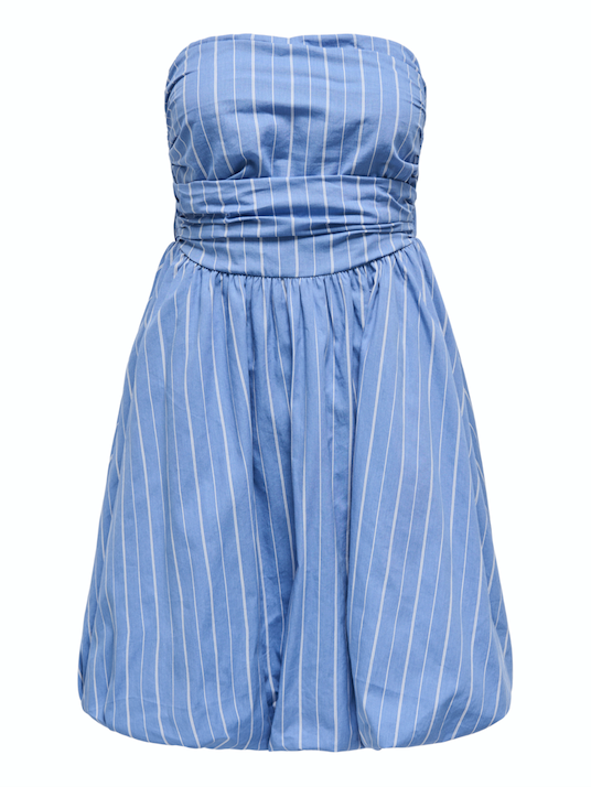 ONLY Esie Stripe S/L Bubble Dress BLU