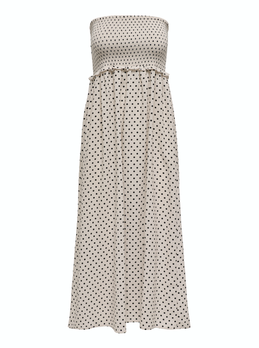 ONLY Emmia Polka Dot Tube Dress STONE