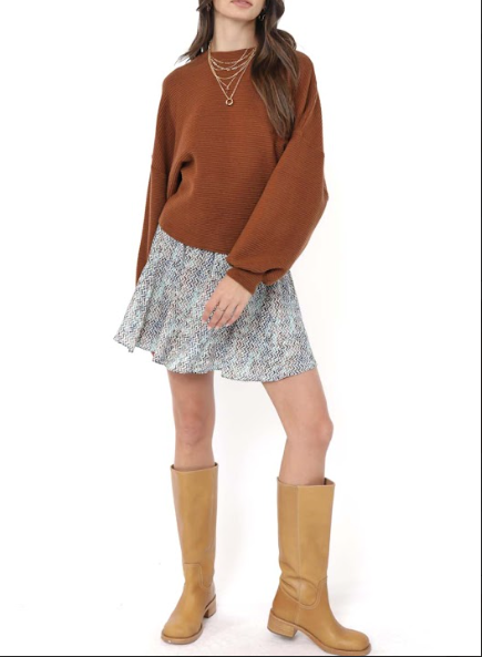 Sadie & Sage On A Stroll Dolman Sleeve Top BRN