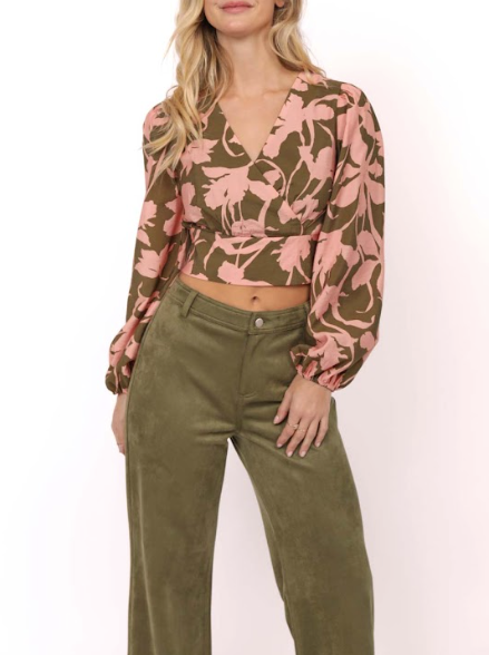 Sadie & Sage My Dearest Surplice L/SLv Blouse OLV PNK