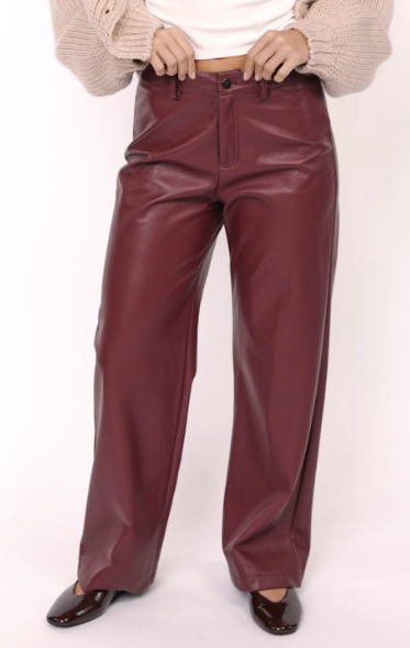 Sadie & Sage Night Vision Faux Leather Pants BURG