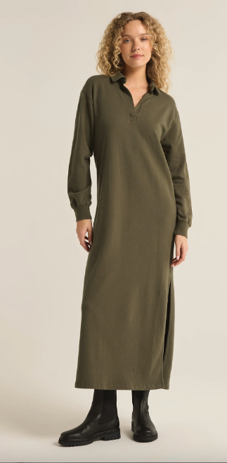 Z Supply Aspen Maxi Sweatshirt Dress GRAPE LEAF