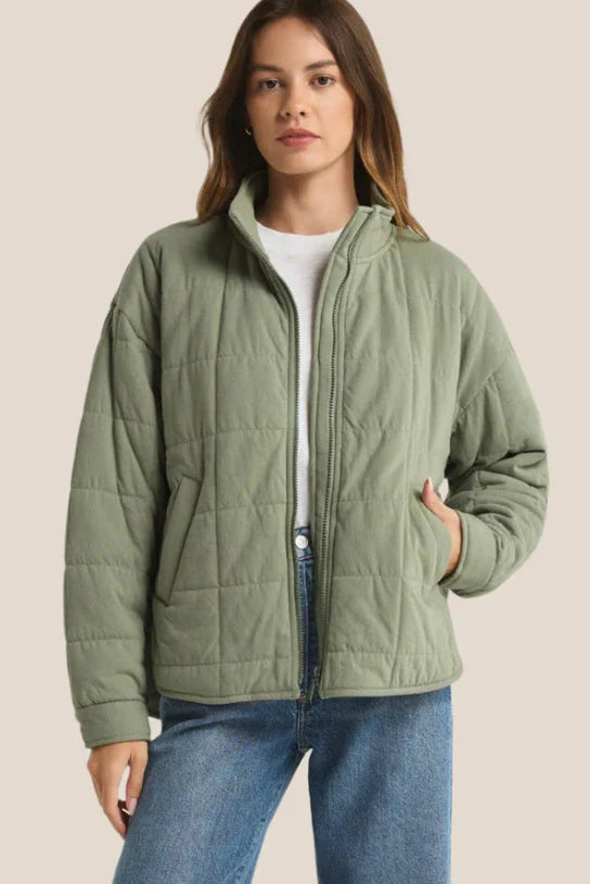 Z Supply Bonfire Quilted Jacket PALM GREEN