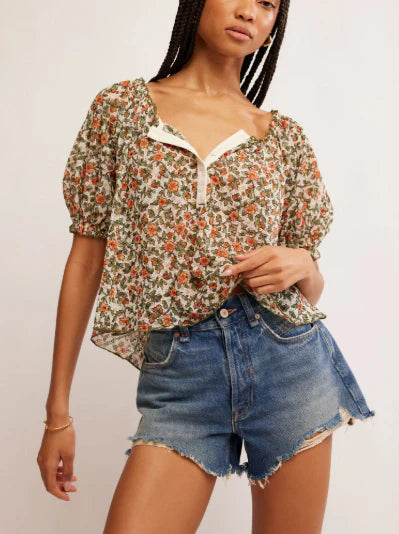 Free People Astra Peasant Top DAISY COMBO