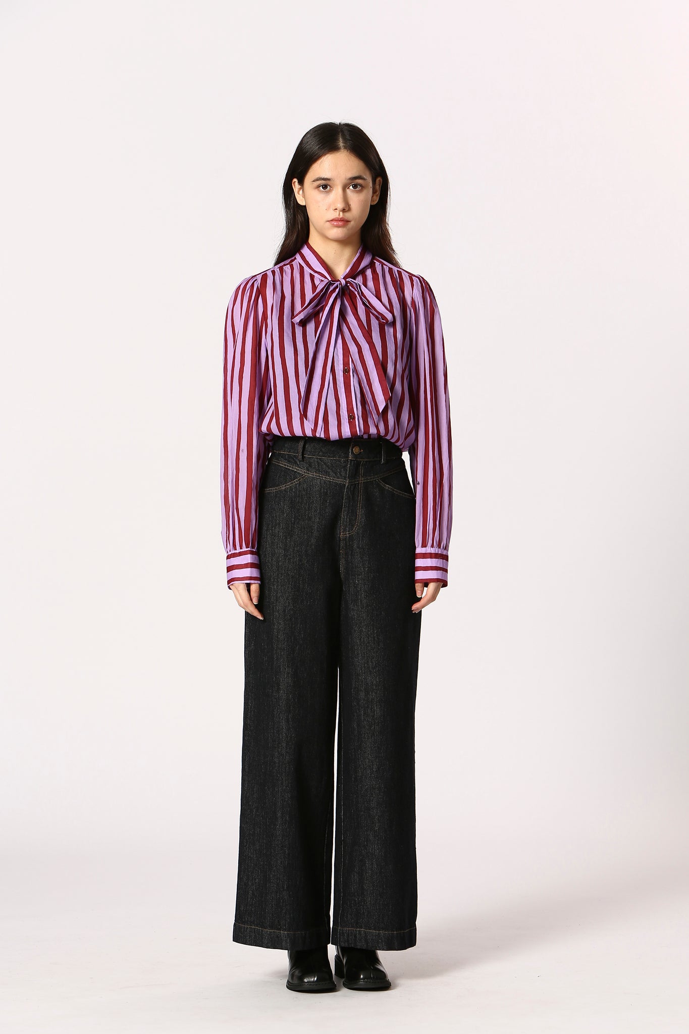 Korner Kora Stripe Bow Neck Blouse PRP