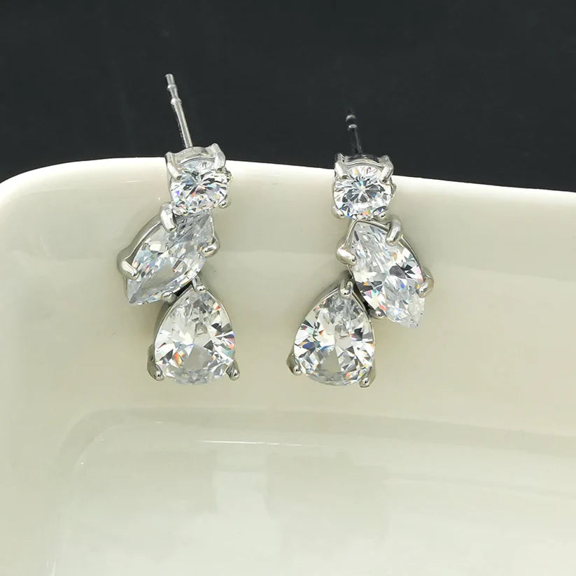 Hackney Nine Theola Moissanite Stud Earrings WHT GLD