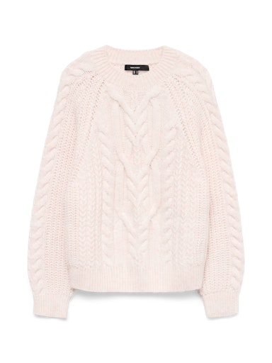 Vero Moda Jada O Neck Cable Pullover Sweater PINK