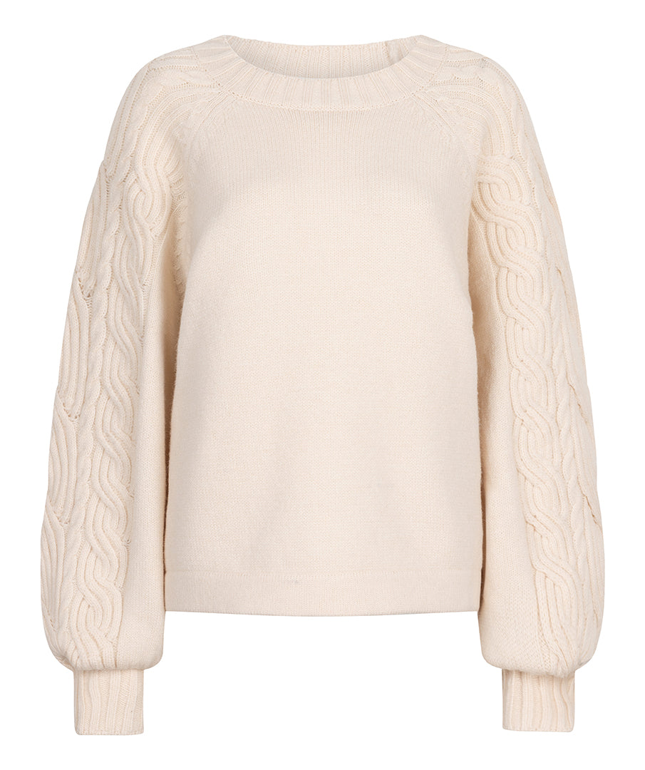 Esqualo Cable Knit Sleeve Sweater CRM