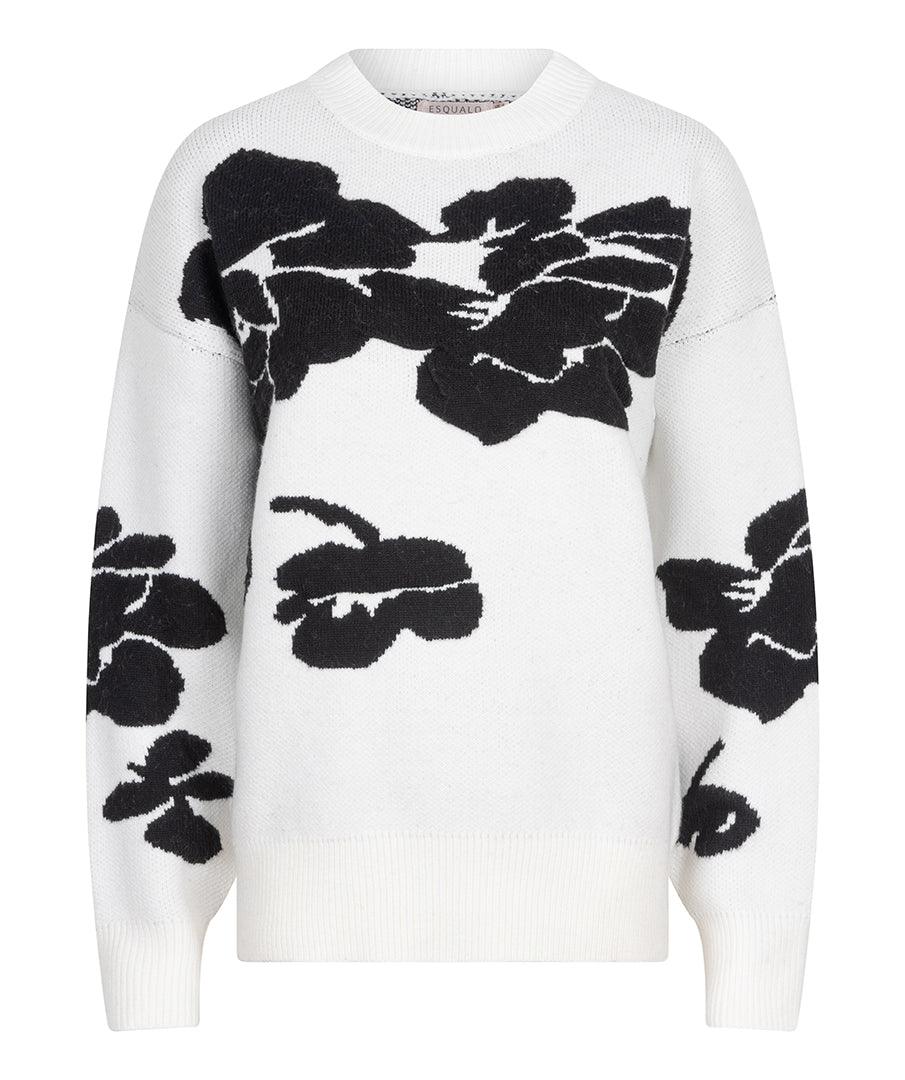 Esqualo 3D Flower Sweater CRM/BLK