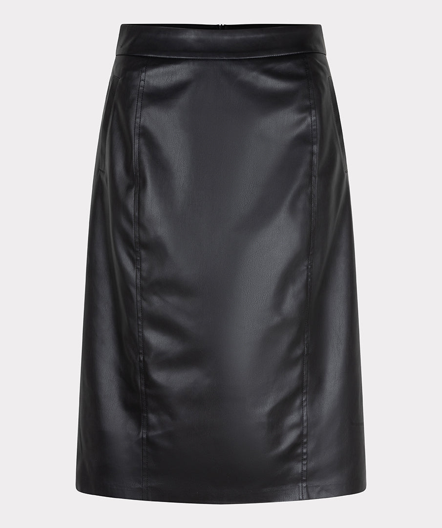 Esqualo Vegan Leather Pencil Skirt BLK