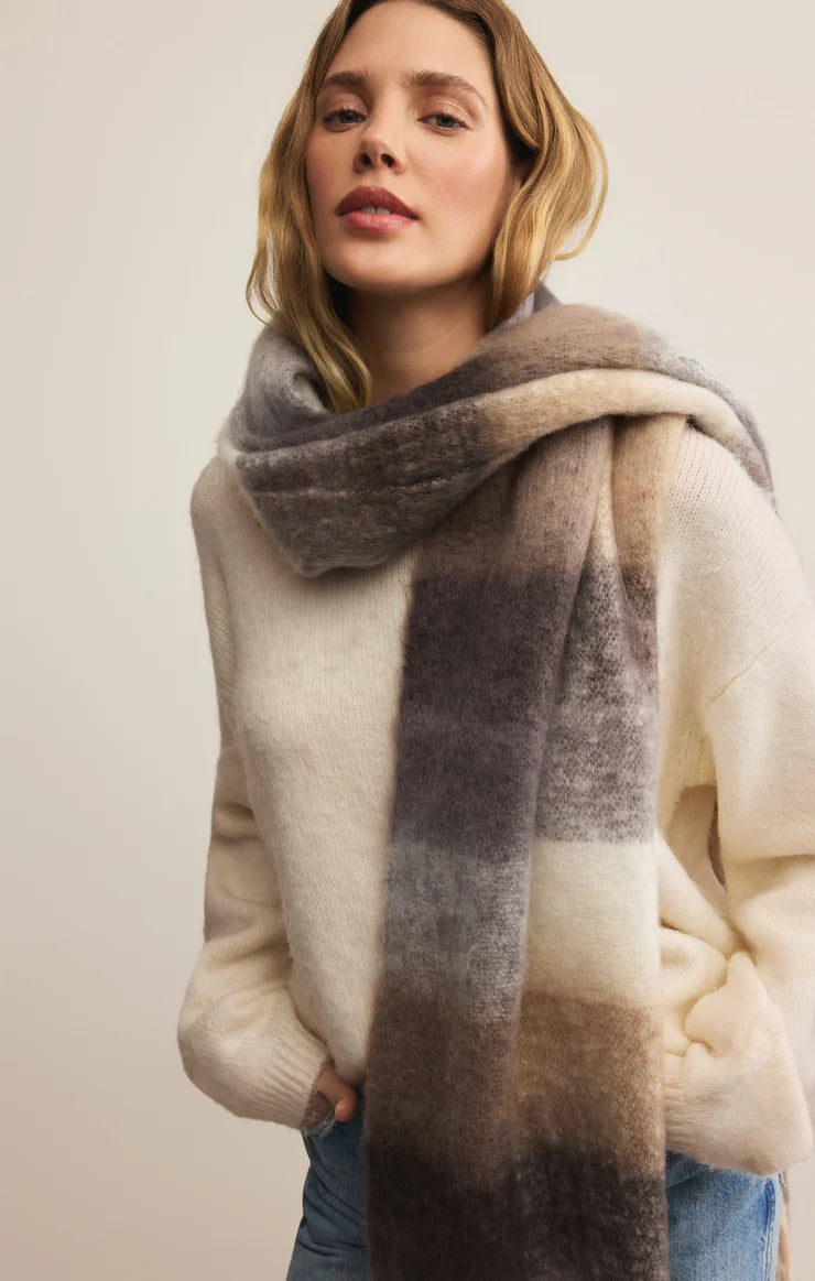 Z Supply Plaid I Met You Scarf WARM WHT