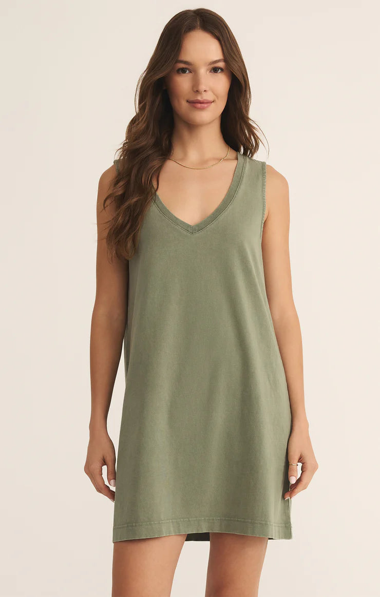 Z Supply Sloane V Neck Mini Dress AVOCADO