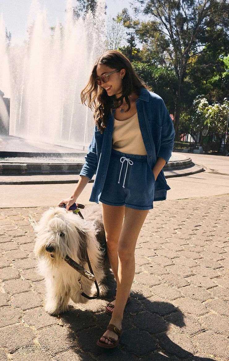 Z Supply All Day Knit Denim Jacket VINT INDI