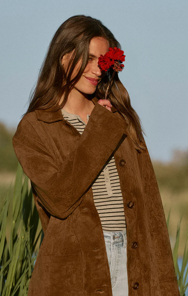 Z Supply Decker Faux Suede Chore Coat COCONUT