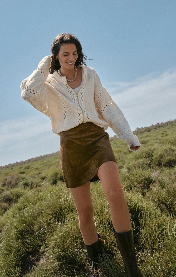 Z Supply Ciera Suede Mini Skirt COCONUT