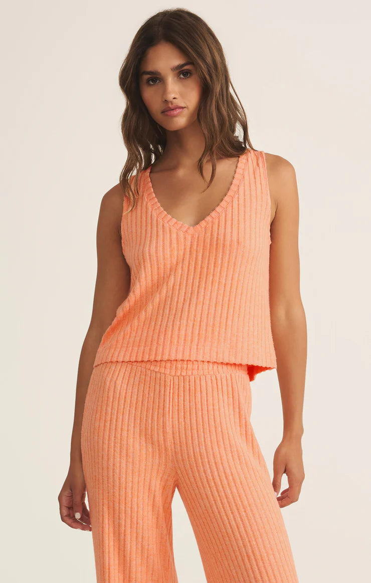 Z Supply Sloane V Neck Rib Tank ORANGE