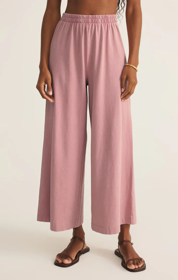 Z Supply Scout Jersey Crop Flare Pant PNK SMK