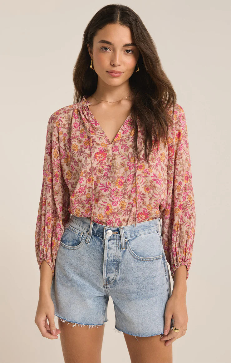 Z Supply Carine Lima Floral Top CACTUS