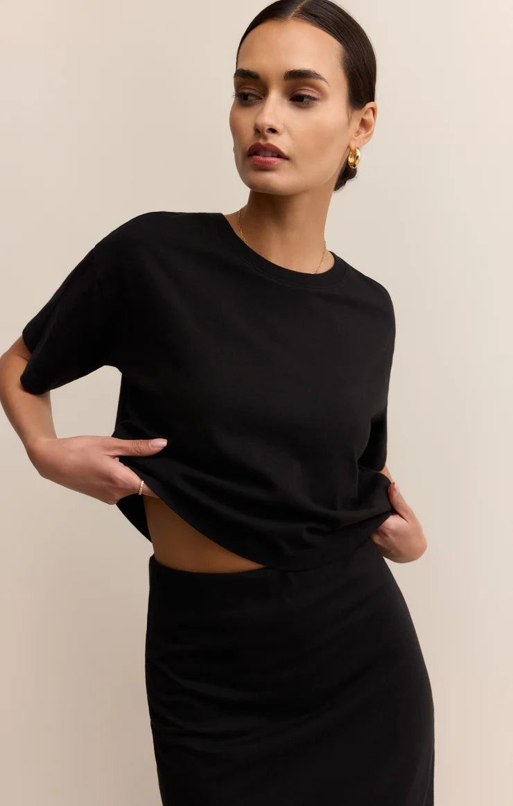 Z Supply On The Go Cotton Jersey Tee TRUE BLK