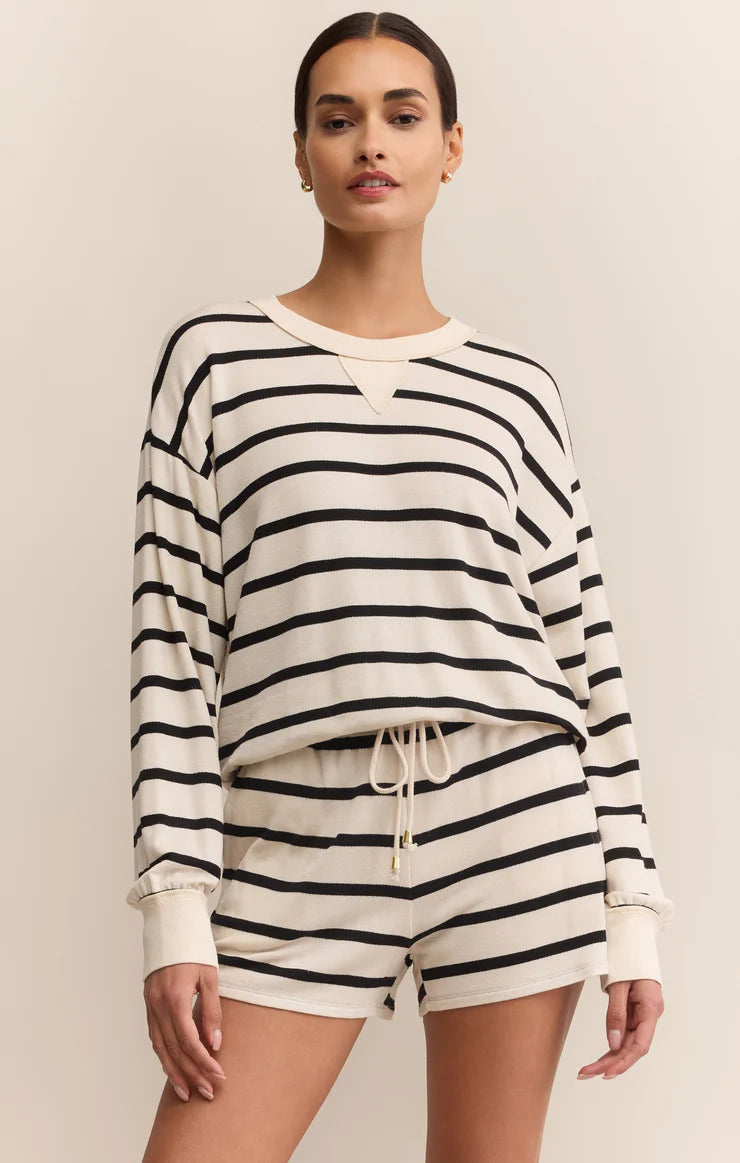 Z Supply Stand Out Striped Sweatshirt CRYSTAL