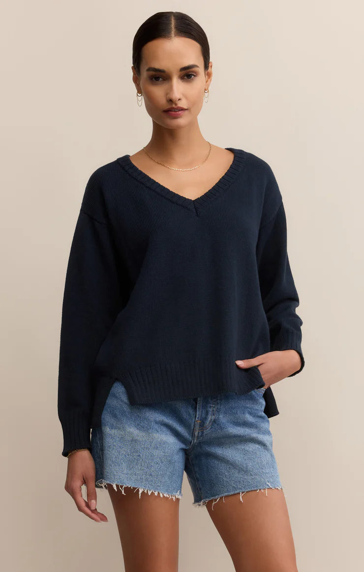 Z Supply All Around V neck Sweater ECLIPSE