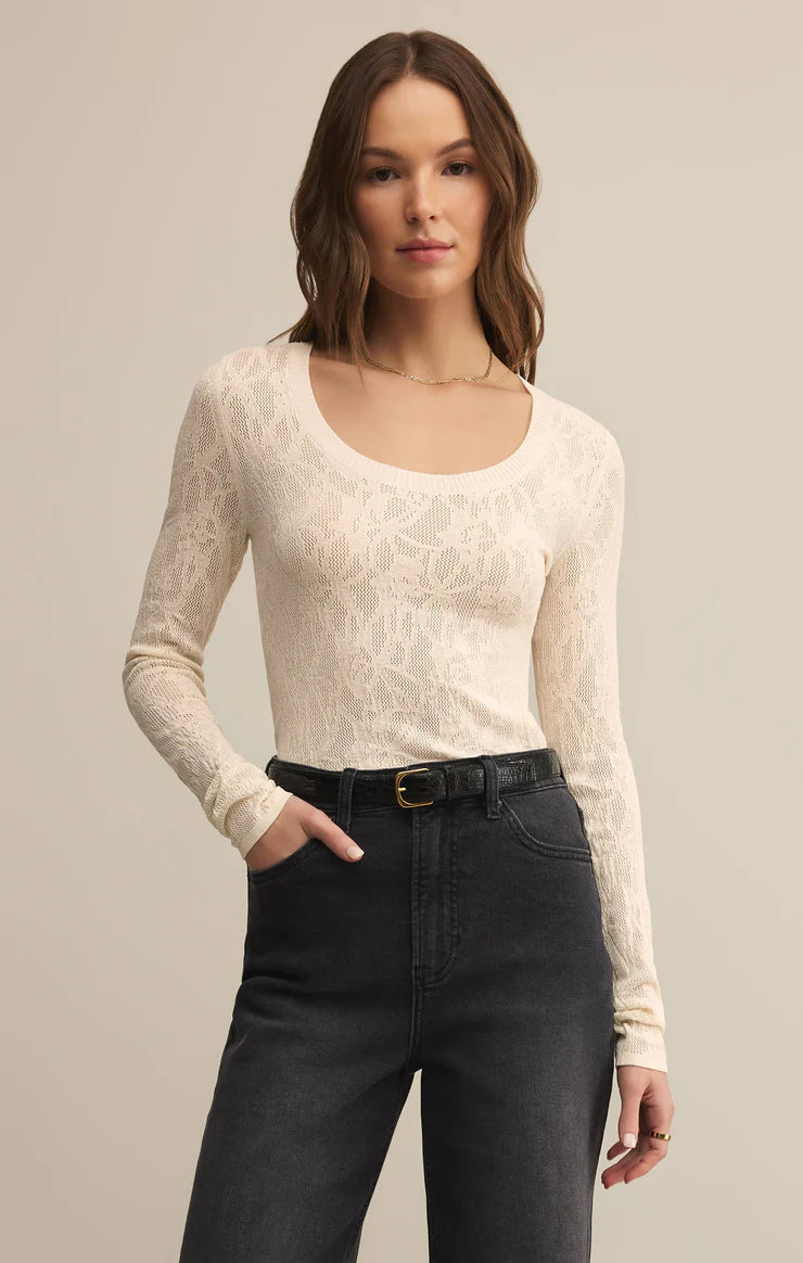 Z Supply Tibi Scoop Mesh Top CRYSTAL