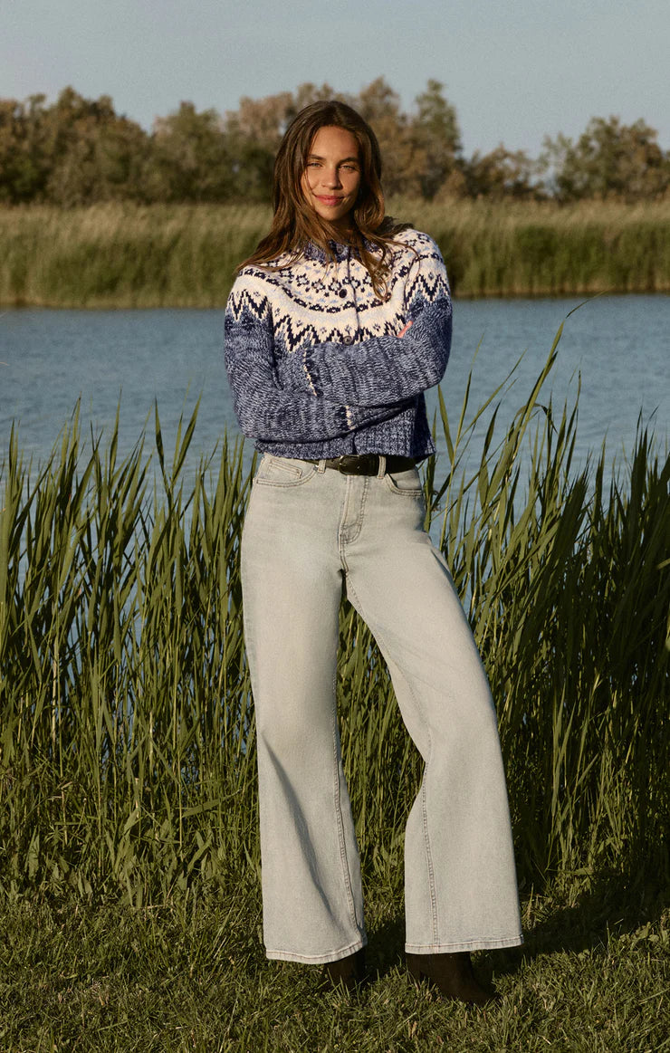 Z Supply North Sea Fairisle Cardigan BLUE