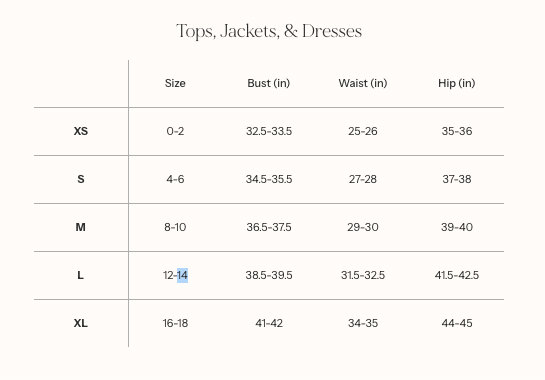 Product Size Chart