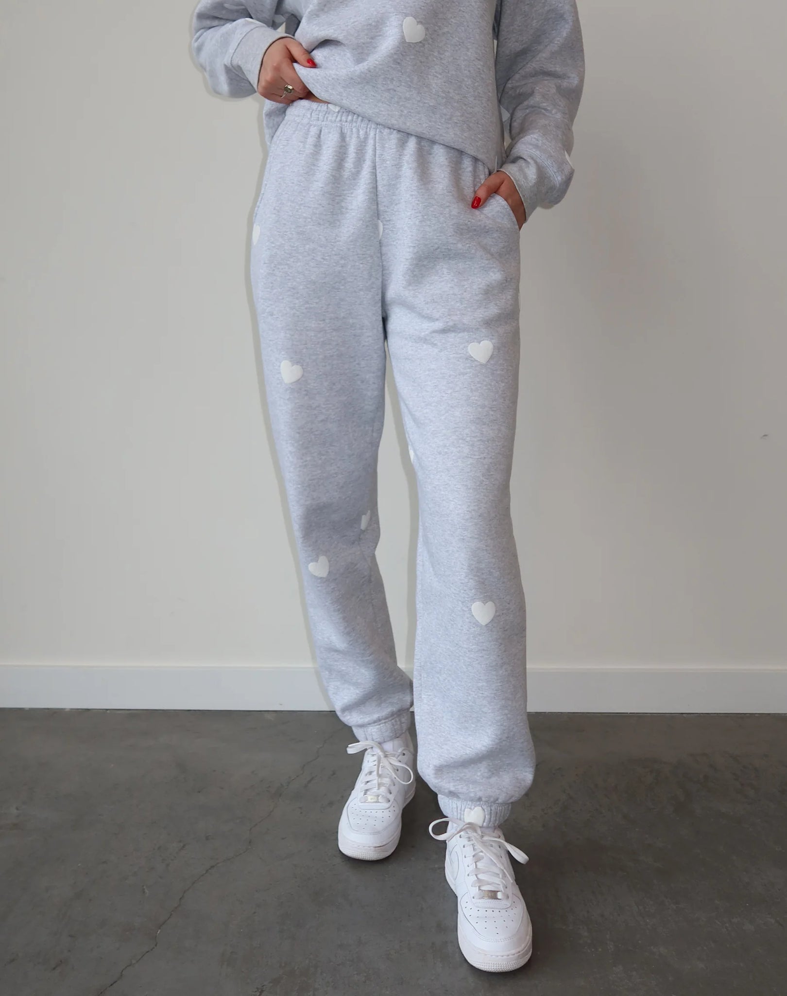 Brunette The Label All Over Puff Heart Jogger GRY/WHT